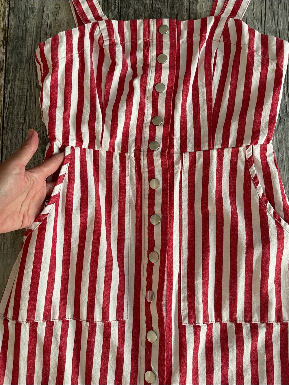 Forever 21 Red and White Striped Button-Front Skirt - Picture 3 of 3